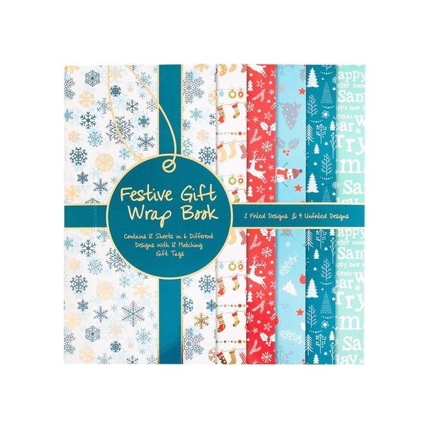 Festive Gift Wrap - 12 Sheets and 12 Gift Tags