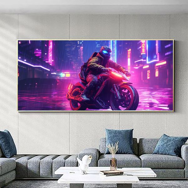 Canvas Wall Decor - Neon Nightscape Abstract - 0718