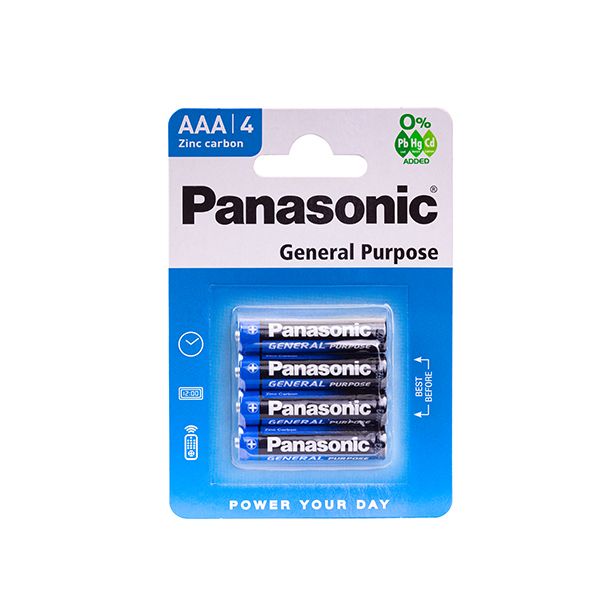 Panasonic Carbon Zinc AAA 4 Pack Batteries x 6 Packs (R03BE/4BP)