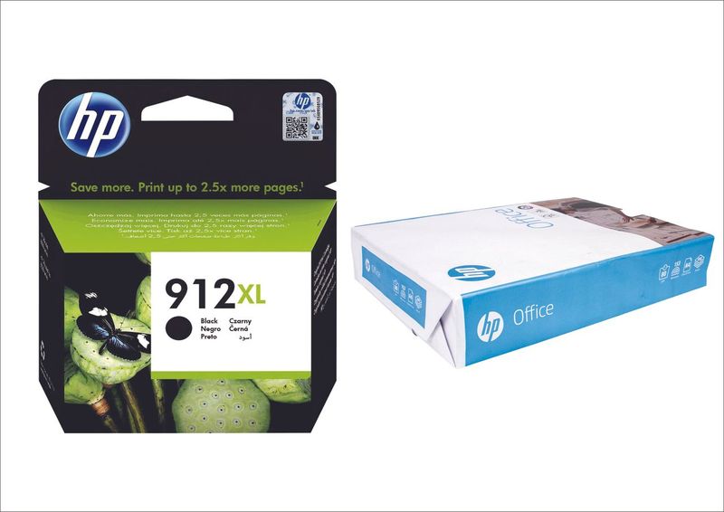 HP 912xl Black Ink and Paper Bundle