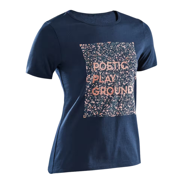 Domyos Kids' Basic Cotton T-Shirt - Navy Blue Print