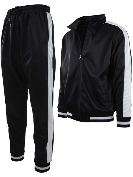 Tread Treasure-Track Suit Set Casual Polyester Athletic Style Knit Fabric