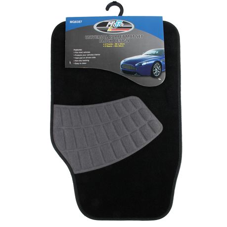 Motoquip Universal Car Mat Set 4 Piece - Velour - Block design with Heelpad Image