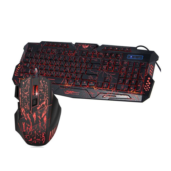 Gaming Keyboard and Mouse Set , 3 Color Crack Backlit