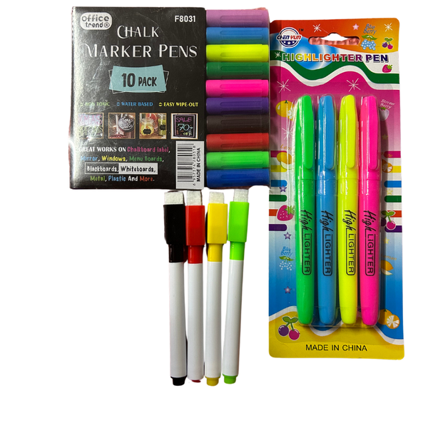 3 Packs of Highlighters and Whiteboard Makers