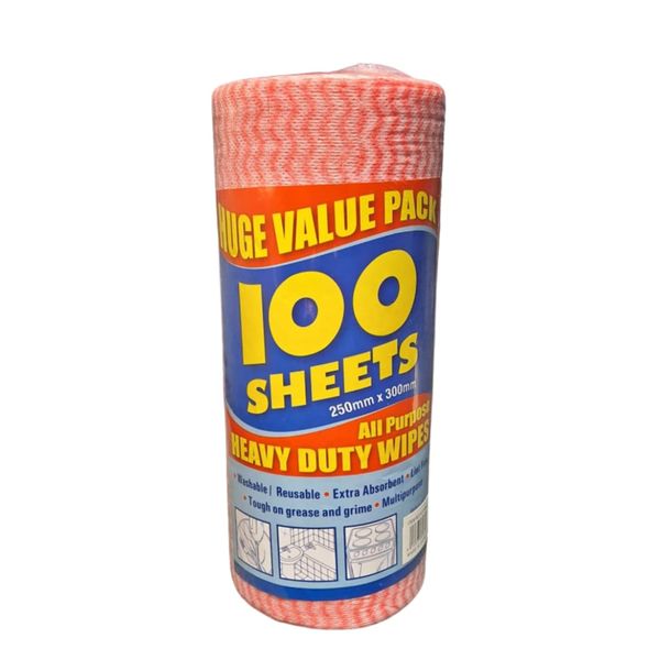 All-Purpose Heavy Duty Wipes - Cleaning Cloth - Red - 2 Pack (100's)
