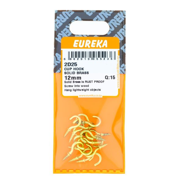 EUREKA Cup Hook Solid Brass 12mm Q:15 2D25