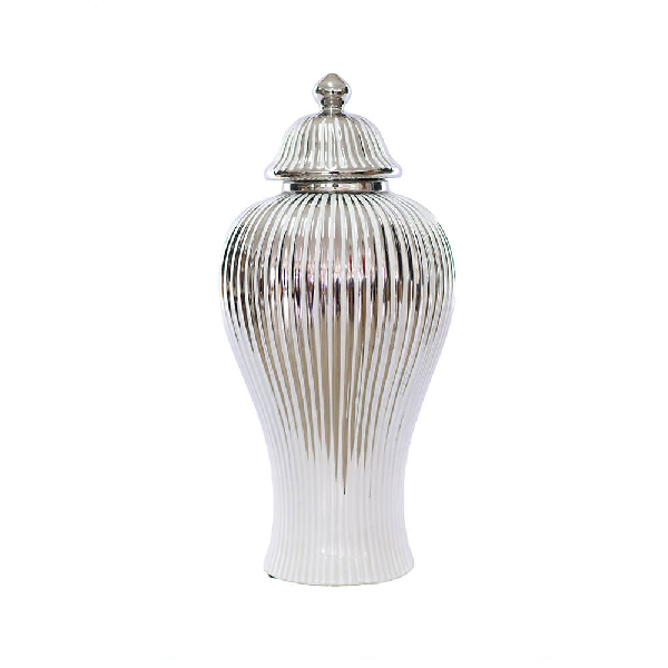 Mento Gold-White Ceramic Jar Vase