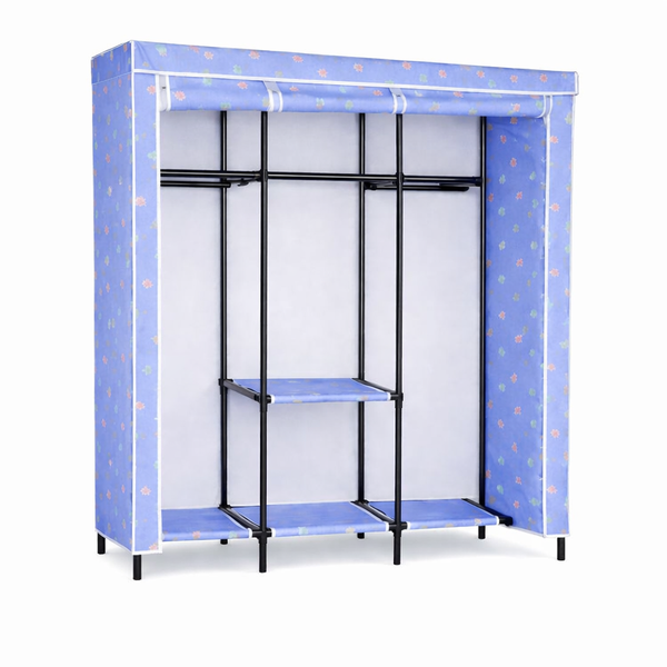 Portable Fabric Wardrobe with Shelves &amp; Hanging Rail
