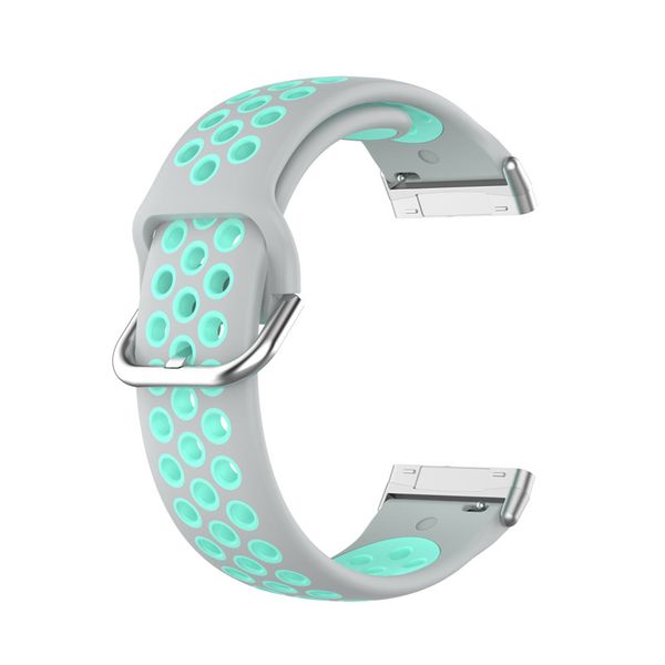Silicone Sports Strap for Fitbit Versa 3 / Versa 4 - Grey &amp; Teal