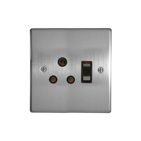 ACDC - 16a Switched Socket 4x4 C/W Silver Steel Cover Plate