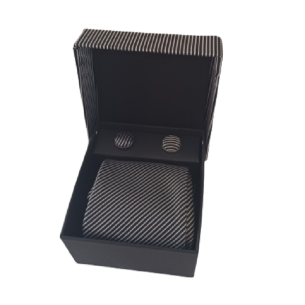 Men Grey and black The Seven Fold Tie-3 Piece