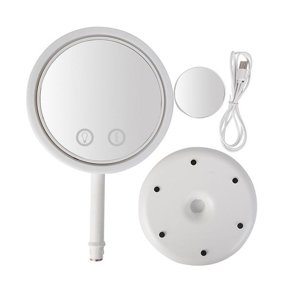 3 In 1 LED Fan Makeup Mirror with 5x Magnifier Touch Sensor Switch - White