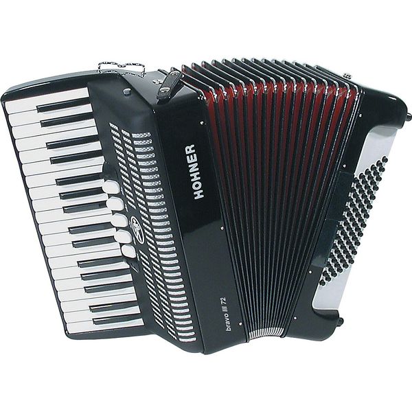 Hohner Bravo III 72 Chromatic Piano Key Accordion - Jet Black