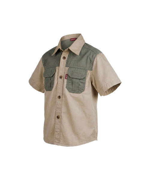 Salty - Meerkat Kids Two Tone Bush Shirt - Khaki and Olive