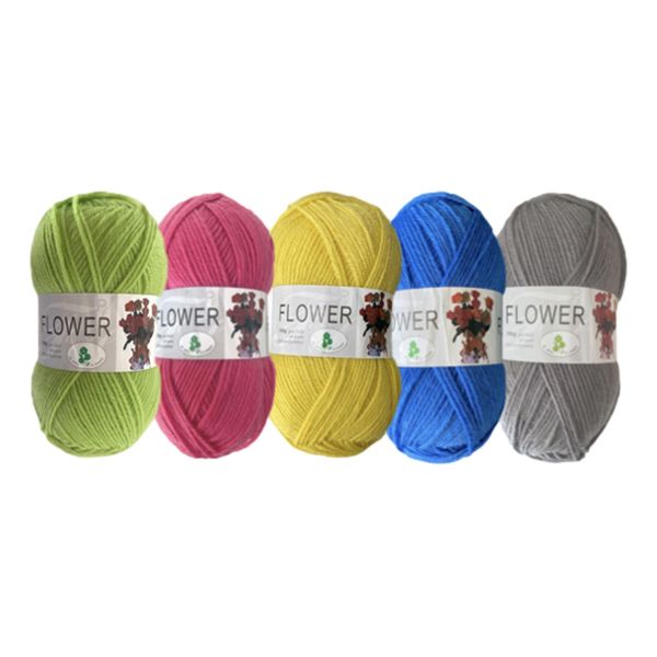 Double Knitting Polyester Yarn 100g (Pack of 5) Bright Assorted