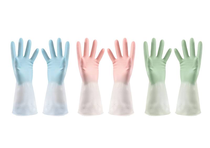 3 Pack Reusable Rubber Household Cleaning Kitchen Dish Washing Gloves
