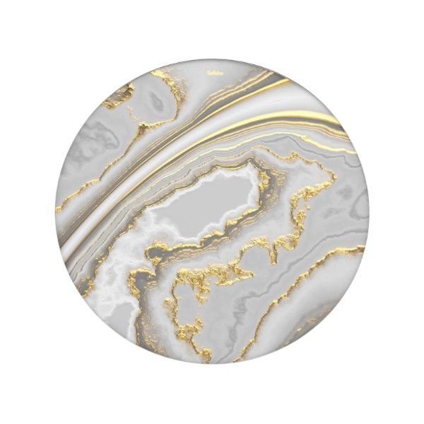 1 Piece - Non-Slip Elegant Marble Round Mouse Pad - Grey &amp; Gold