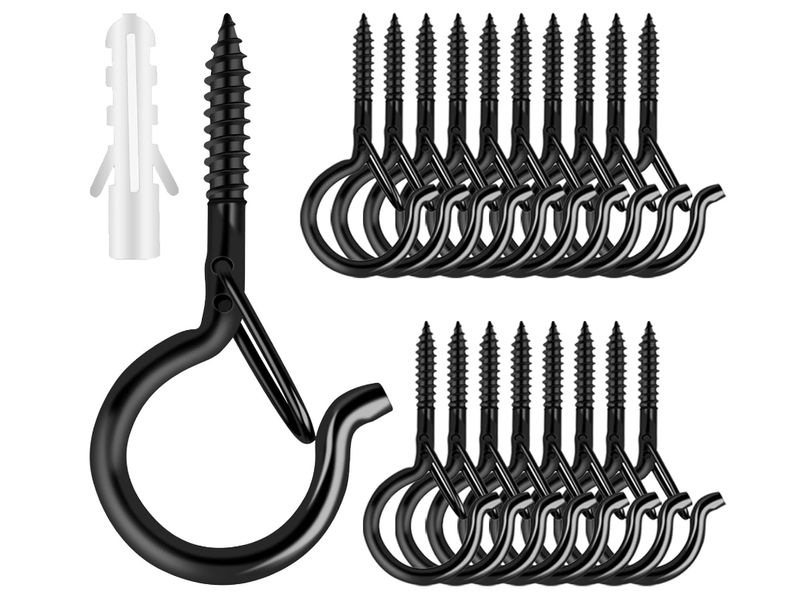 25 PCS Screw-in Hooks for Outdoor String Lights, Swivel Hanging Basket
