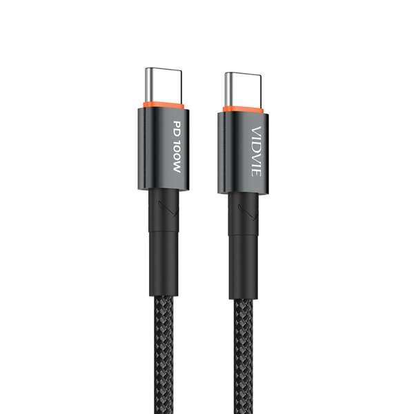 VIDVIE 100W Fast Charging Type-C to Type-C Braided Cable - Black