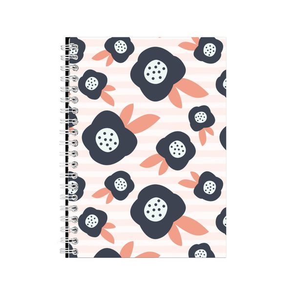 Abstract A5 Notebook Spiral Lined Floral Leaf Pattern Graphic Notepad 200