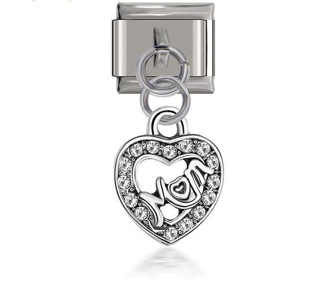 Mom Heart Dangle Italian 9mm Charm