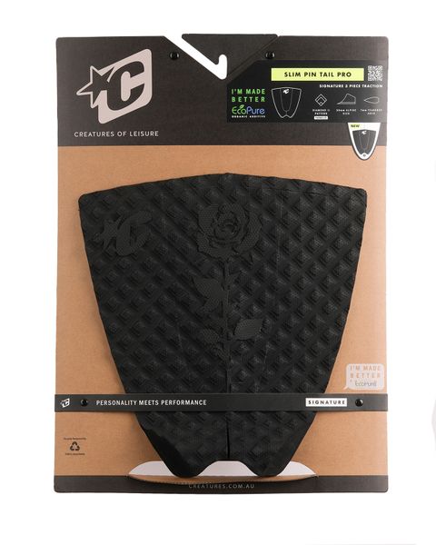 Creatures Signature Pin Tail Pro Surfboard Traction : Black-Out Wild Rose