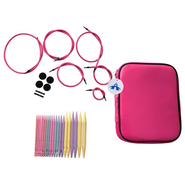 10 Pair ABS Change Head Circular Knitting Needle Ring Set with Storage Bag