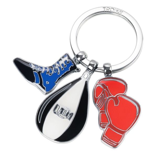TROIKA Keyring with 3 Boxer Charms: Boxing Gloves, Boot &amp; Punching Bag