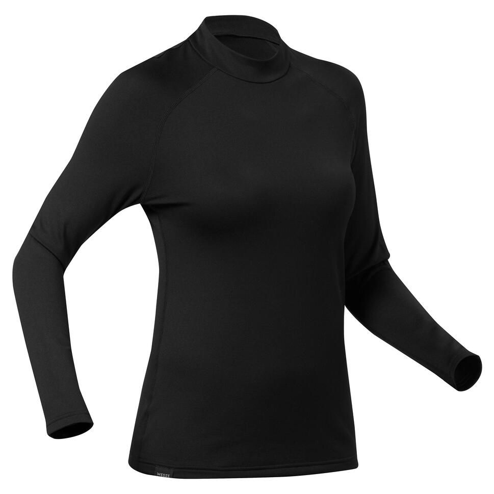 Wedze Women's warm and breathable thermal base layer top bl 500 - black
