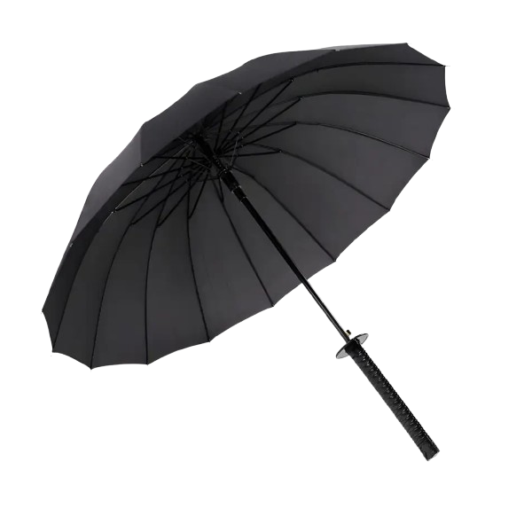 Samurai Sword Handle Windproof Folding Umbrella - Black