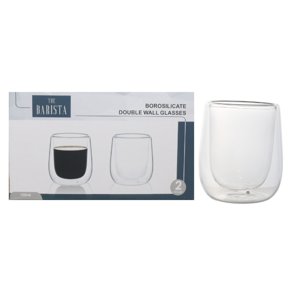 The Barista Double Wall Borosilicate 100ml Glasses - 2 Pack