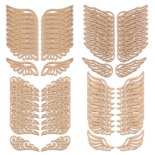 Craft Wooden Angel Wing Slices For DIY Art Projects - Set of 40 (6cm)