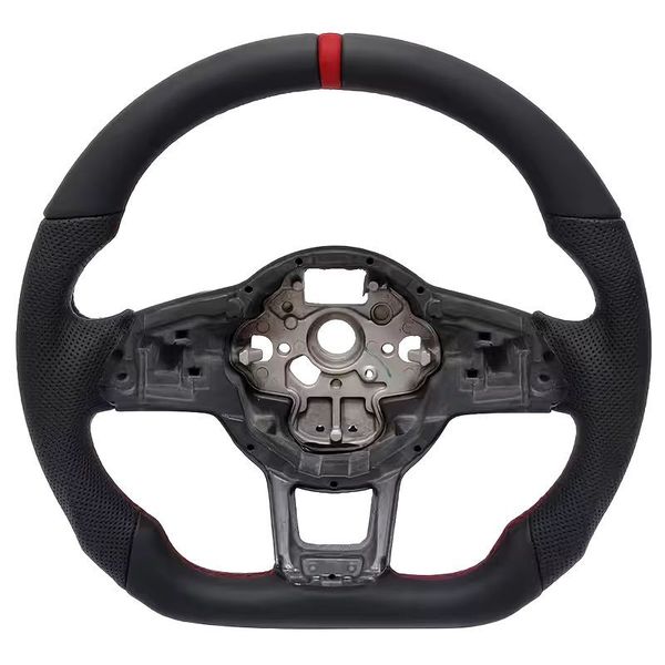 Valz Flat Bottom Steering Wheel for VW Golf 7 / 7.5 GTI R-Line Red Stripe