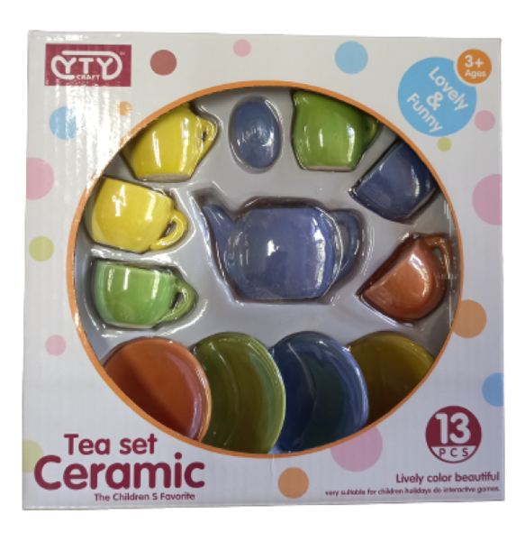 Tea Set - Ceramic Playset - 13 Piece