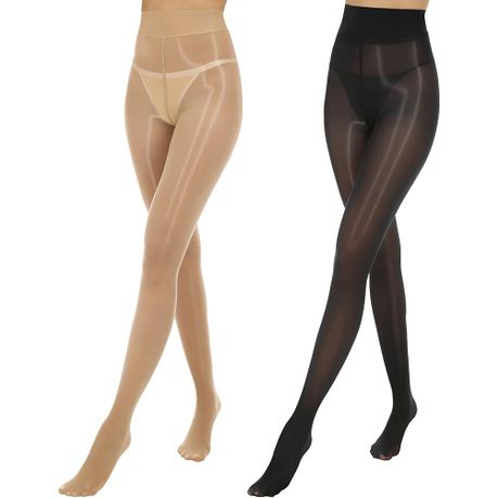 Shiny Pantyhose Stockings x2 BONAS High Waist Sheer Tights Oil Shimmer Daily Sale Shop