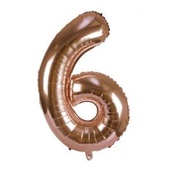 Balloon Number 6 Helium Foil Rose Gold - 102cm