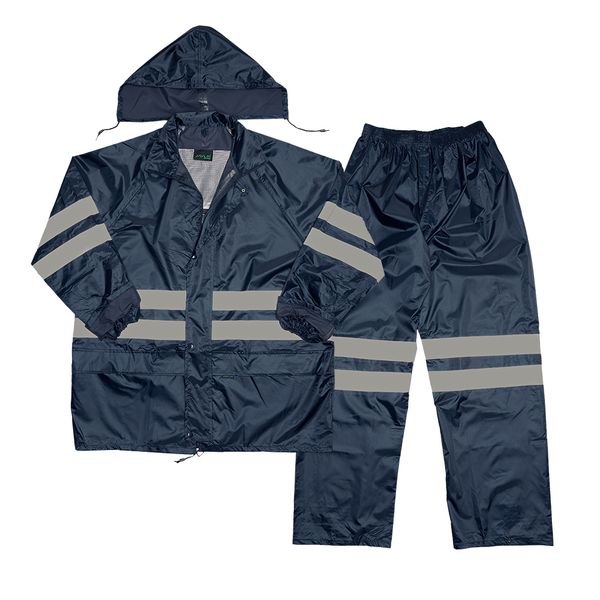 Javlin - Reflective Polyester PVC Rain Suit - Navy