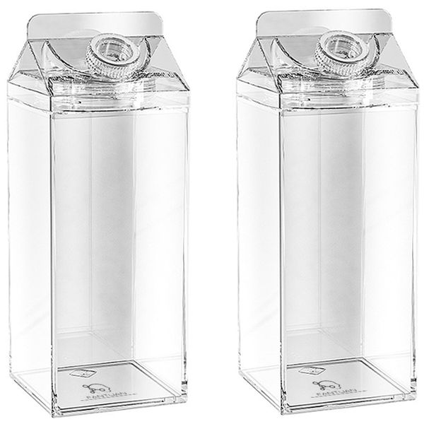 FANTUAN 2PK 1900ML Transparent PET Beverage Bottle Large Capacity Juice Cup
