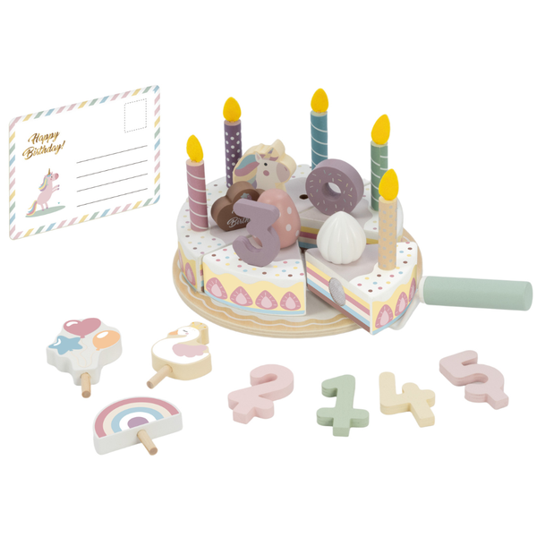 TookyToy - Pretend Play Rainbow Birthday Cake Toy Set