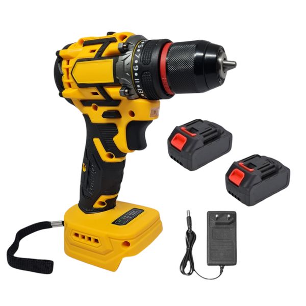 21V Cordless Lithium Drill - 80Nm High Power DIY Drill Set Yellow
