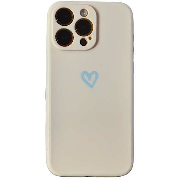 Beige - Phone Case with Cam Pro &amp; Silver Heart - Iphone 15 Pro Max