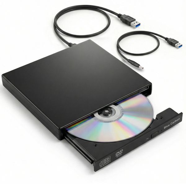 External CD DVD Drive USB 2.0 Slim Portable Plug and Play CD-RW Burner
