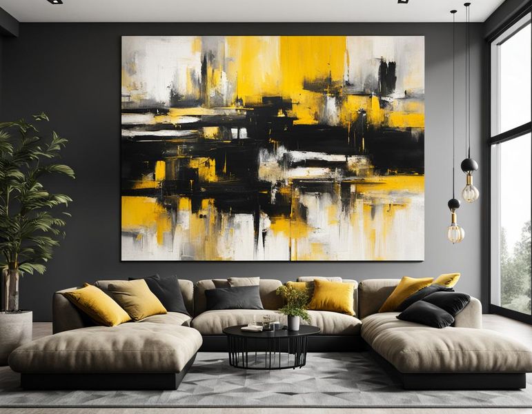 Different: Canvas wall art: Yellow and black