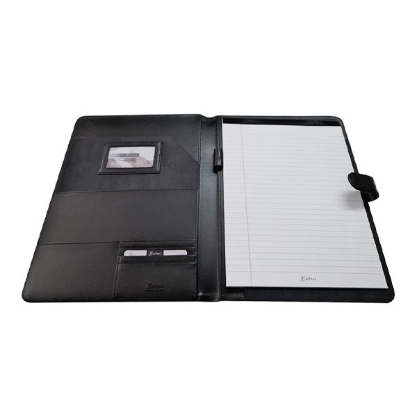 Genuine Leather A4 Folder with Tab Closure - Slim - Black | MIRELLE