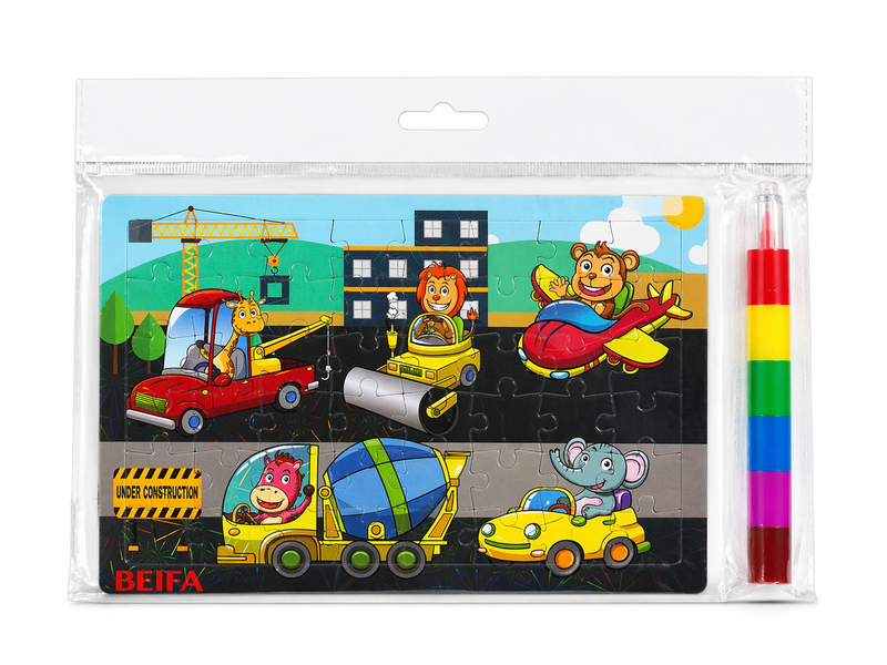 Beifa Kids Travel Puzzle Set with Koki Colouring Pens