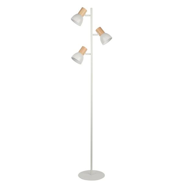 Inspire Metal Matt Floor Lamp E14x3 White and Wood