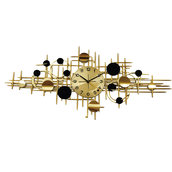 Modern Wall Clock - Gold &amp; Black, Metal Acrylic