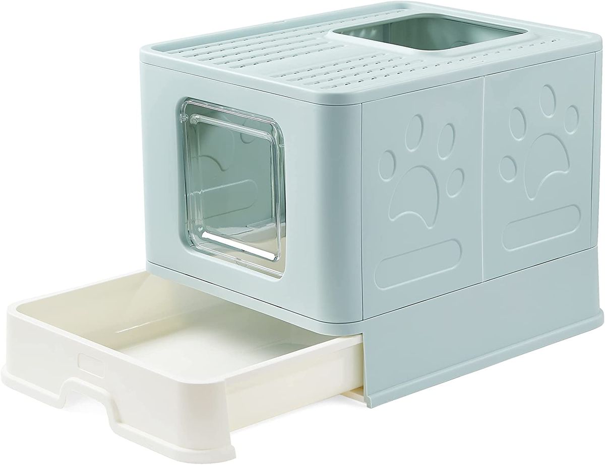 BD Foldable Cat Litter Box With Lid Easy to Scoop & AntiSplashing+