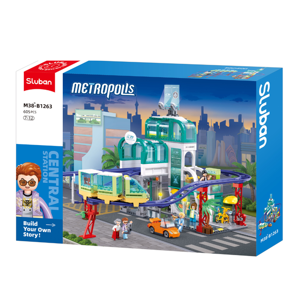 Sluban Building Set: Metropolis - Central Train Station - 605 Pieces